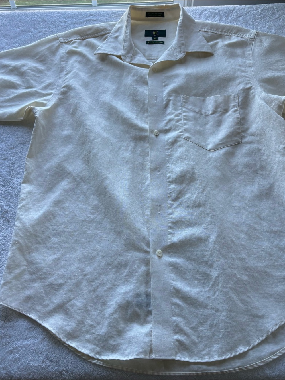 Club Room White Short-Sleeve Linen Blend Dress Shirt